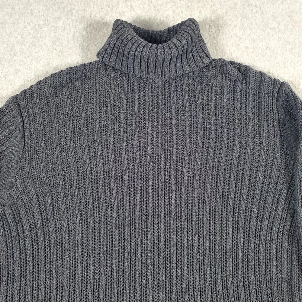 Old Navy Turtleneck Sweater Mens XL Tall Gray Ribbed Knit Heavyweight Pullover